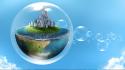 World earth bubbles fantasy art digital 3d wallpaper