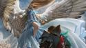 Angels flying fantasy art wallpaper