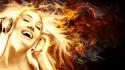 Headphones fire girl smiling firestar bebe fiery wallpaper