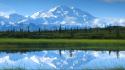 Landscapes alaska lakes national park reflections mount wallpaper