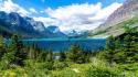 Mountains clouds landscapes nature trees forest usa lakes wallpaper