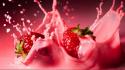 Pink fruits cream strawberries wallpaper