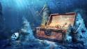Skulls fantasy art treasure underwater wallpaper