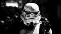 Star wars black and white stormtroopers helmets portraits wallpaper