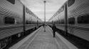 Trains people train stations grayscale monochrome car wallpaper