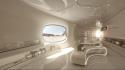 Futuristic room white holographic wallpaper