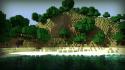Water mountains minecraft herobrin skyscapes wallpaper