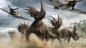 Aircraft dinosaurs fantasy art daren horley wallpaper