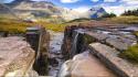 Landscapes falls waterfalls national park montana glacier wallpaper