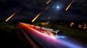 Landscapes night fire trains speed speedart meteor wallpaper
