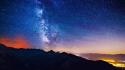 Stars galaxies hills milky way hdr photography wallpaper