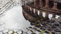 Streets architecture reflections puddles cobblestones wallpaper