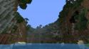 Water mountains landscapes trees jungle minecraft world generator wallpaper