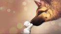 Abstract dogs kissing wallpaper