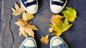 Autumn (season) shoes converse fallen leaves wallpaper