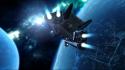 Outer space planets spaceships x3: terran conflict wallpaper