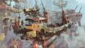 Ships digital art science fiction artwork vehicles skies wallpaper