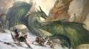 Snow wings dragons fight fantasy art artwork wallpaper