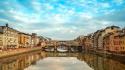 Architecture bridges italy florence reflections canal skies wallpaper