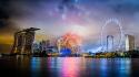 Fireworks singapore skyscrapers marina bay sands citynight wallpaper
