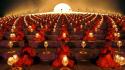 Lights lanterns buddhism sitting symmetry monks buddhist wallpaper