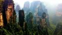 Mountains trees forest china rocks asia moss wallpaper