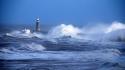 Ocean waves storm wind weather beacon sea wallpaper
