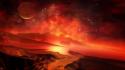 Outer space planets digital art science fiction wallpaper