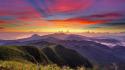 Sunset mountains clouds landscapes wallpaper