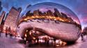 Chicago mirrors glass buildings sculpture reflections wallpaper