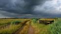 Clouds landscapes nature country gate gloomy sky wallpaper