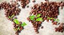 Food coffee beans world map wallpaper