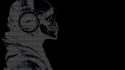 Headphones skulls black dark text ascii hackers guy wallpaper