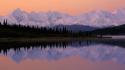 Mountains landscapes nature trees alaska lakes reflections wallpaper