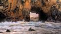 Ocean beach cave bing rocky sea wallpaper