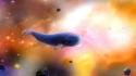 Stars whales meteorite space art surreal wallpaper