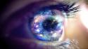 Eyes outer space stars galaxies wallpaper