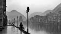 Hills national geographic grayscale street lights rivers wallpaper