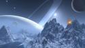 Space horizon planets atmosphere fantasy art skies wallpaper