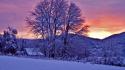 Sunset landscapes winter wallpaper