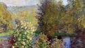 French traditional art bushes claude monet impressionism wallpaper