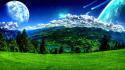 Landscapes outer space moon grass skyscapes wallpaper