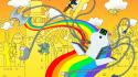 Robots chainsaw rainbows superjail axe jailbot wallpaper