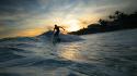 Sunset waves sports surfing holidays sea wallpaper