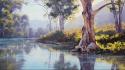 Paintings trees gum australian wallpaper