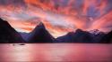 Sunset mountains landscapes nature new zealand lakes wallpaper