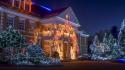Winter houses christmas lights farm wallpaper