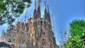 Barcelona spain cathedral sagrada familia antonio gaudi wallpaper
