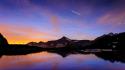 Light mountains night multicolor lakes wallpaper