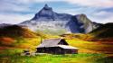 Mountains lifestyle old house wallpaper